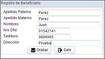o Registrar Beneficiario: Para registrar un beneficiario, dar clic en el icono Agregar Beneficiario.