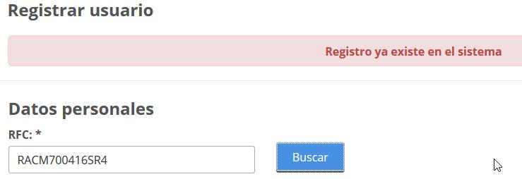 (*C) Verificar no existencia del registro. CURP (*?
