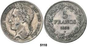 50 céntimos. (Kr. 26). Leyendas en francés. MBC. Est. 40......... 25, F 5109 1880. Leopoldo II. 2 francos. (Kr. 39).