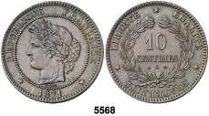 Francia FRANCIA F 5567 1870. III República. A (París). 10 céntimos. (Kr. 815.1). CU. EBC+. Est. 90........... 75, F 5568 1871. III República. A (París). 10 céntimos. (Kr. 815.1). CU. EBC+. Est. 70.