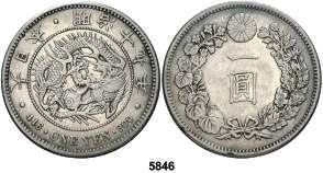 Lituania JAPÓN F 5846 Año 19 (1886). Mutsuhito. 1 yen. (Kr. A25.2). Golpecito. MBC. Est. 70.............. 45, F 5847 Año 37 (1904). Mutsuhito. 1 yen. (Kr. A25.3).