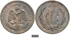 (México). 1 centavo. (Kr. 391.6). CU. S/C-. Est. 30.................... 18, F 5879 1920. (México). 5 centavos.