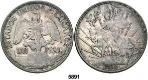 1 peso. (Kr. 409.2). EBC+. Est. 80.................... 60, 5889 1903. Zs (Zacatecas). FZ. 1 peso. (Kr. 409.3). Bella.