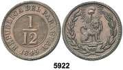 Perú PARAGUAY F 5922 1845. 1/12 de real. (Kr. 1.2). CU. Escasa así. EBC+. Est. 200.................. 150, 5923 1870. 2 centésimos.