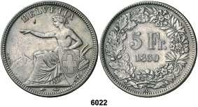 Tailandia SUIZA F 6022 1850. A (París). 5 francos. (Kr. 11). MBC+. Est. 350........................ 300, 6023 1874. B. (Bruselas).