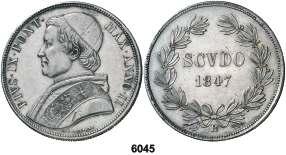 Sirvió como joya. Rara. (MBC-). Est. 400....... 325, F 6045 1847. Pío IX. R (Roma). 1 escudo. (Kr. 1336.1). Año II.