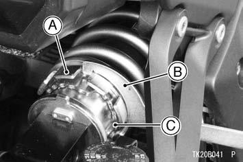 Ajuste de la precarga del muelle La precarga del muelle puede regularse girando el anillo del amortiguador trasero con la herramienta suministrada.