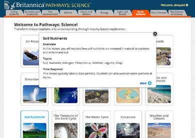 Bienvenido a Britannica Pathways: Science Elija entre 100 temas de lecciones.
