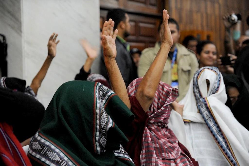 Mujeres celebran durante la sentencia del Caso Sepur Zarco en donde se