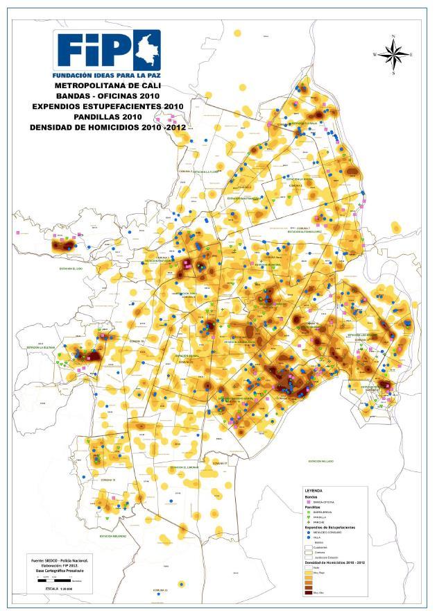 Correlación del narcomenudeo y otros delitos de alto impacto Núcleos consolidados de la problemática. Focos intermedios en diferentes puntos de las ciudades.