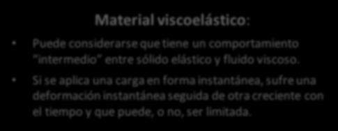 ሶ Material viscoelástico: Puede considerarse que tiene un comportamiento intermedio entre sólido elástico y fluido viscoso.