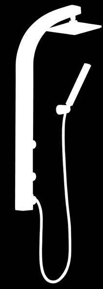 GRIFERÍAS DE DUCHA Torre de ducha ALBI Ref: AB8000001 Acabado Negro / Cromo Plástico Regadera: Gira la cabeza de la regadera para cambiar la dirección del agua en la posición que desees.