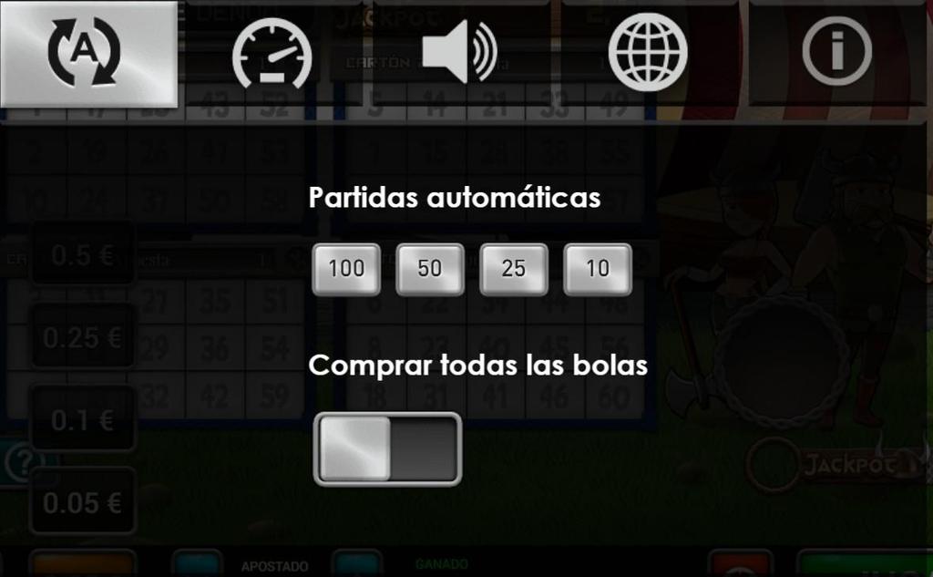Al lanzar cada partida el botón de PLAY se convierte en PARAR, esto permite al jugador detener la caída de bolas y poder observar la situación actual de la partida con tranquilidad.
