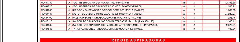 (OBSCURO) A 1 423.57 RID-70835 A GALON DE ACEITE P/ROSCAR NU-CLEAR (CLARO) A 1 460.