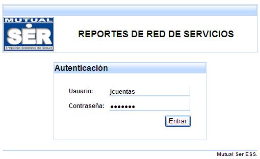 MODULO REPORTES DE RED DE SERVICIOS Manual de Usuario 1. Ingresar al módulo Ingrese a la dirección http://192.168.0.171/reportes e Inicie sesión con usuario y contraseña de OASIS. 2.