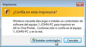 impresora. Haga clic en Siguiente. h. Si se le pide que instale controladores, haga clic en Instalar controlador.
