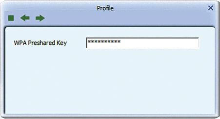 5. Introduzca la clave pre compartida (contraseña de red inalámbrica) y luego haga clic en el ícono Siguiente para guardar los ajustes inalámbricos.