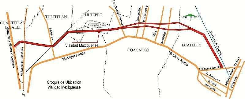 Vialidad Mexiquense Ubicación de la obra: N Datos técnicos Longitud Total: 18.4 km. Ancho de Corona: 10.5 m.
