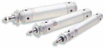 Actuadores CILINDROS REDONDOS RM/55401/M 32 a 100 mm Diseño limpio Juntas de baja fricción de gran duración Embolo magnético standard para una total versatilidad de control Sin lubricación Aire