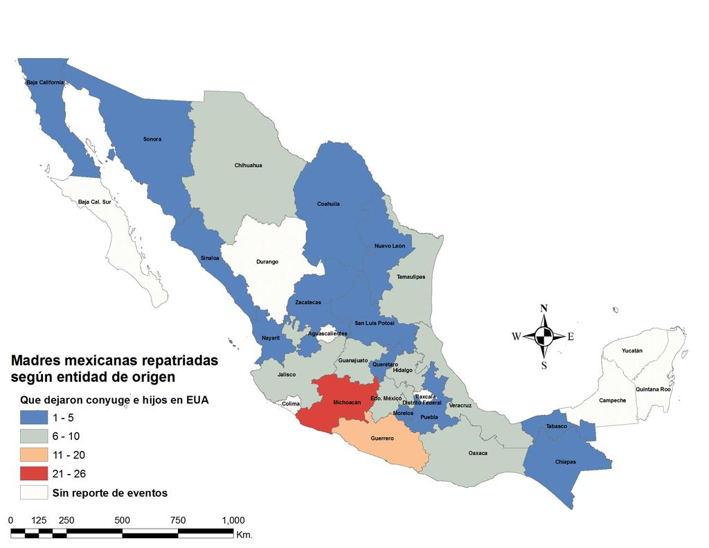 4.9 Madres mexicanas que dejaron cónyuge e hijos en Estados Unidos, por entidad federativa de origen, Enero-diciembre 2016 p/1 49 1 Las cifras corresponden al número de personas.