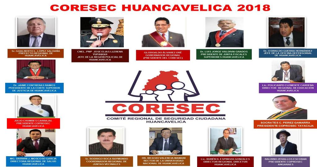 6 MIEMBROS DEL COMITÉ REGIONAL DE SEGURIDAD CIUDADANA DE HUANCAVELICA CORESEC 2018 De igual