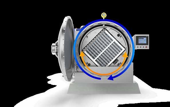 Espacio reducido Al montar el rociador de agua de procesamiento dentro del tambor, el espacio disponible del interior del recipiente a presión se utiliza de forma óptima.