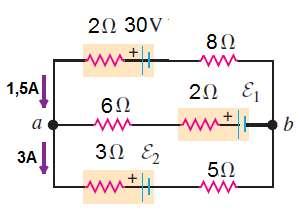 12. Para el circuito que se presenta en la figura, los dos medidores son ideales, la batería no tiene resistencia interna apreciable y el amperímetro da una lectura de 1.25A.