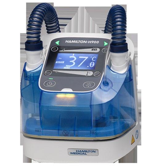 La gama de productos Humidificación inteligente HAMILTON-H900 El humidificador HAMILTON-H900 se ha desarrollado con especial énfasis en la facilidad de uso y la seguridad del paciente para que los