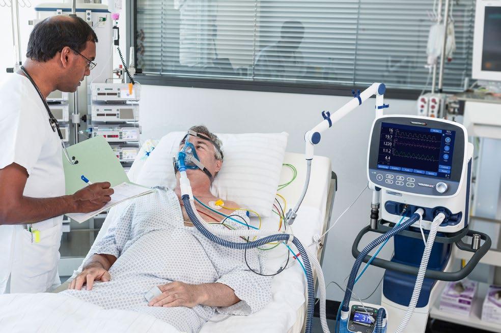 De serie en todos los respiradores ASV: ventilación asistida adaptable ASV se ajusta automáticamente a la mecánica y la actividad pulmonares del paciente, empleando estrategias de protección pulmonar