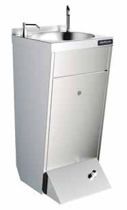 El lavamanos con dos pulsadores incluye un pulsador para agua fría y otro para caliente. Mezclador dos aguas. Puerta frontal registrable.