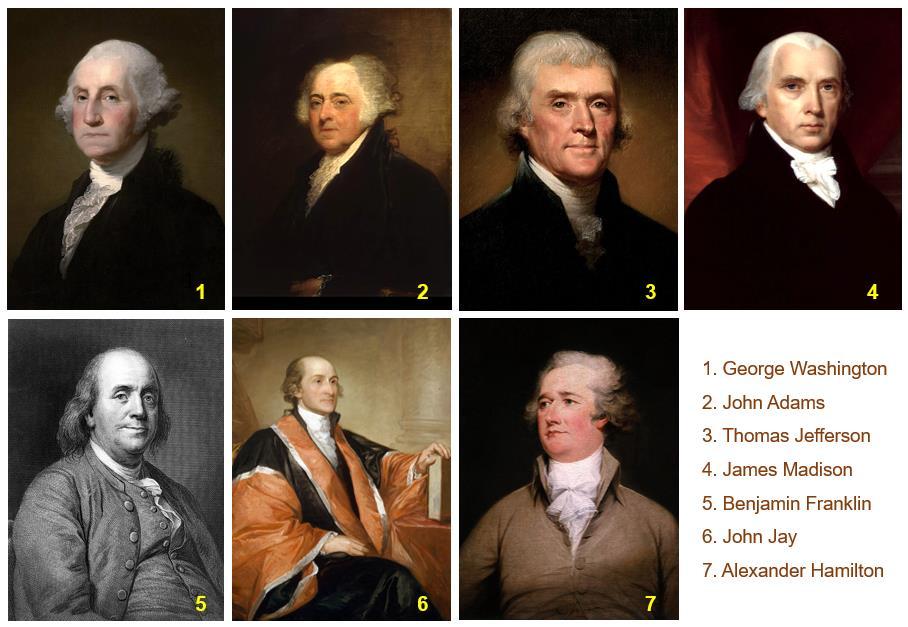 LOS PADRES FUNDADORES Se consideran Padres Fundadores de los Estados Unidos de América a aquellos personajes destacados que