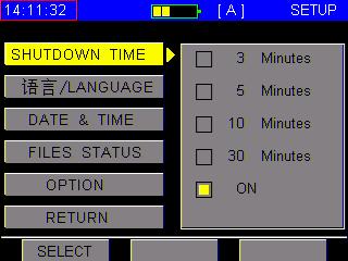 DTVLINK-T Manual usuario 4.3 GENERAL 4.3.1 Tiempo de apagado En este menú se puede elegir el tiempo de autoapagado.