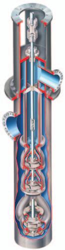 El equilibrio casi perfecto de cargas radiales y empujes hidráulicos en estas bombas de difusores proporciona importantes beneficios de funcionamiento y rendimiento energético.