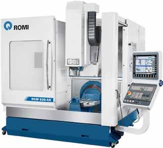 Flexibilidad, eficiencia, precisión y productividad para mecanizado de piezas en una única fijación. ROMI DCM 620-5X Cabezal de 15.