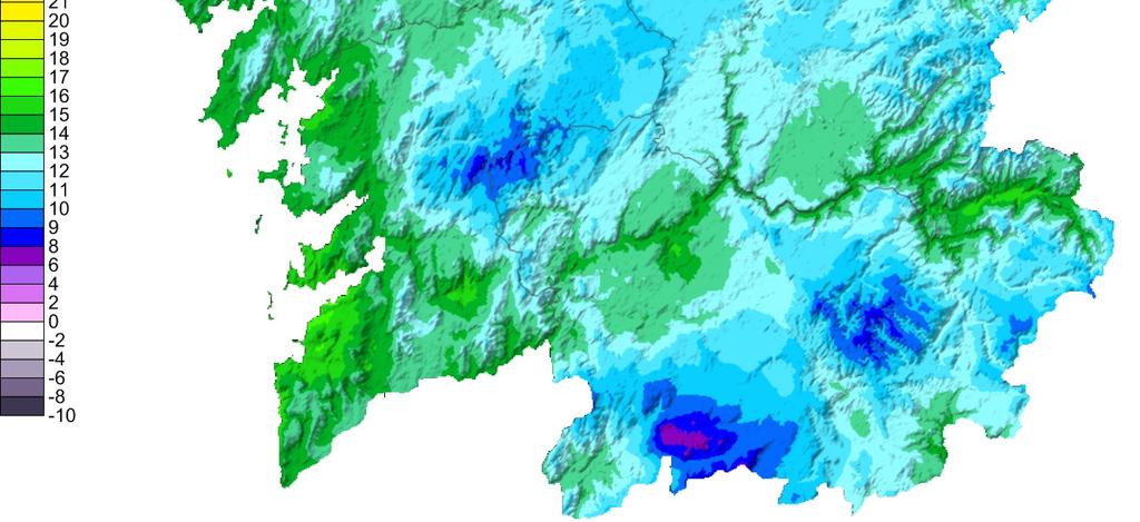 O valor medio das temperaturas máximas no mes de xuño para Galicia, a partir dos valores do mapa, foi de 23.9 ºC.