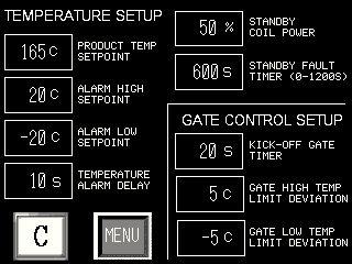 36 Controlador de temperatura por inducción BR 1 Consigna de temperatura, visualización y configuraciones de alarma Pulsar el botón AJUSTE DE TEMPERATURA en la pantalla de navegación (figura 19).