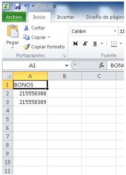 4 Ingreso Carga Masiva Esta opción permitirá la confección de un archivo con la extensión CSV (Delimitado por comas), el cual tendrá en la