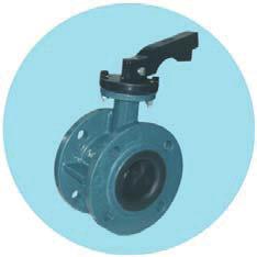 UNIVAL Double Flange Butterfly Valves Materials of Construction in Grey Iron and SG Iron, actuated by hand lever or Worm gear.