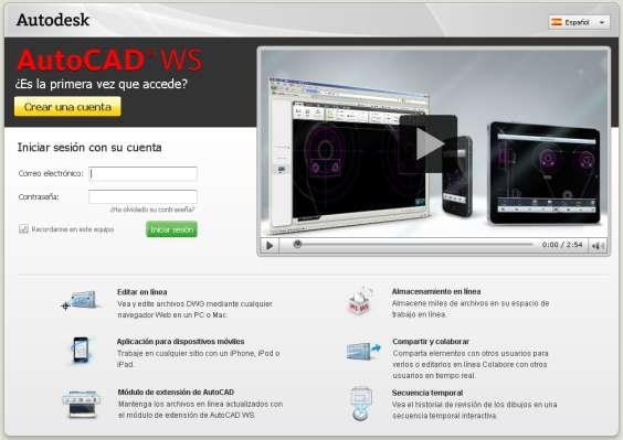 AutoCAD 2012: Novedades (parte IV) AutoCAD OnLine En agosto del año pasado Autodesk lanzo al mercado un nuevo servicio Web llamado AutoCAD WS, una aplicación Web (gratuita, pero debemos registrarnos)