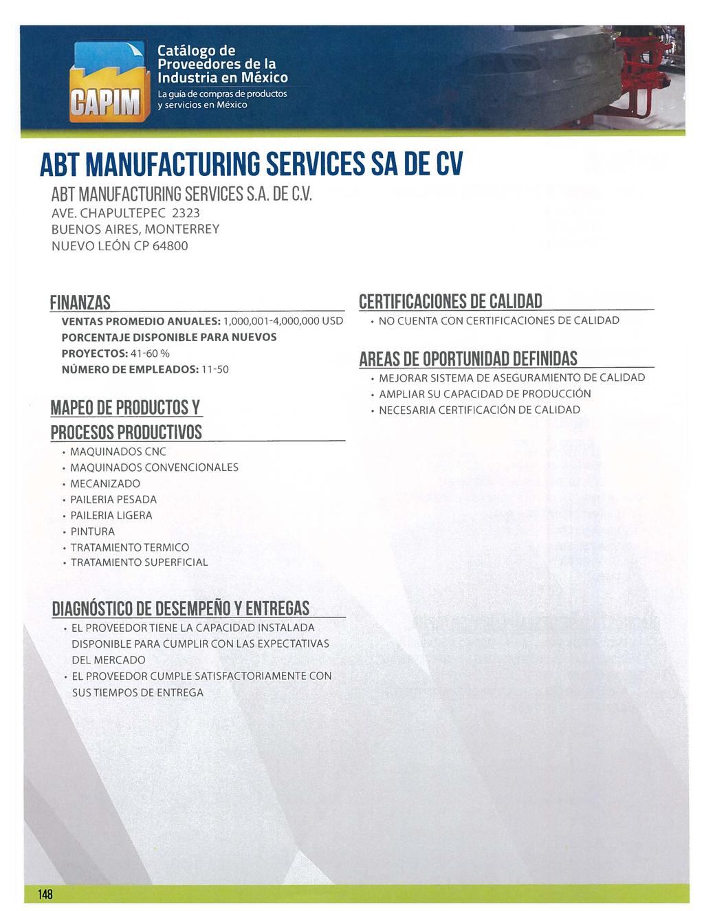 ABT MANUFACTURING SERVICES SA DE CV ABT MANUFACTURING SERVICES S.A. DE C.V. AVE.