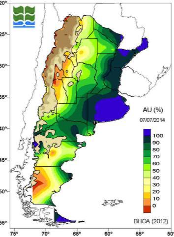 Balance de agua en el suelo al 7 de julio 2014 E l balance de agua en el suelo para todo el país, muestra la situación hídrica al día 07 de julio.