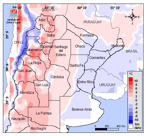 Para el resto del norte y centro del país, las lluvias tenderán a ser normales en el NEA y deficitarias en todo el centro (Cuyo y Pampeana) (Fig. 18). Fig.