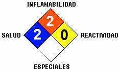 SECCION 3: IDENTIFICACIÓN DE LOS RIESGOS Marca en etiqueta NCh 2190 Clasificación de los riesgos de la sustancia química: Clase 3: Líquido Inflamable CLASIFICACIÓN NFPA: SALUD: 2; INFLAMABILIDAD: 2;