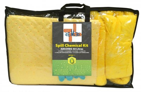 bolsa incolora con asas Kit Spill Chemical 20 litros, tanto para interior como para intemperie.