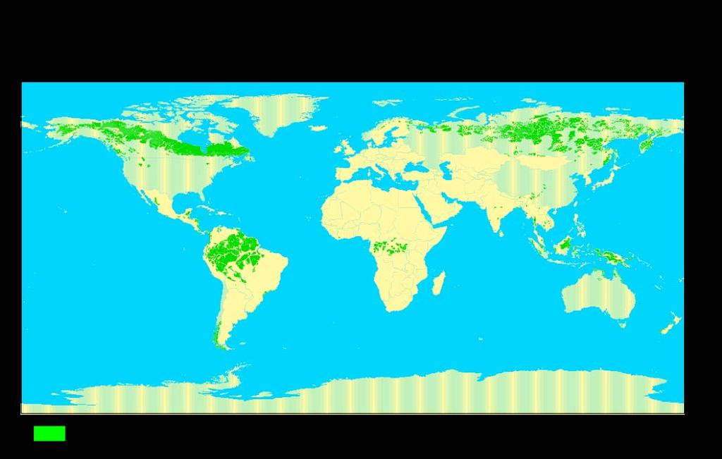 millones de ha Entre 1990 y 2000, la superficie total de bosques