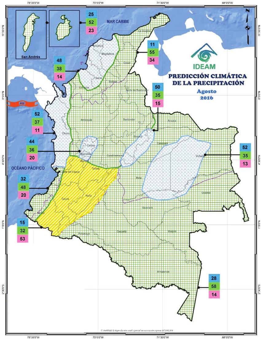 Boletín Agrometeorológico Cafetero Predicción de las lluvias para el mes de agosto de 2016 Región Norte Cafetera Para sectores comprendidos entre