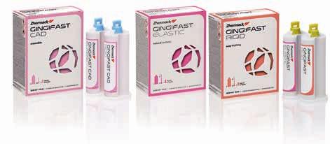 Gingifast Códigos Preparación de modelos / Reproducción gingival Gingifast Elastic: silicona de adición para reproducción gingival Código Envase C401500 2 cartuchos x 50 ml + 1 separador de Gingifast