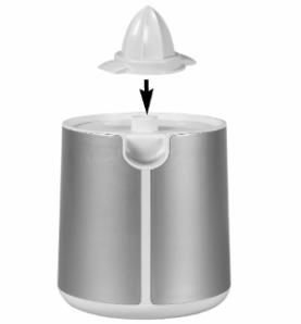 Cuando usted libere la presión sobre el cono, el exprimidor se apagara. El cono raspa la pulpa y le exprime el jugo.