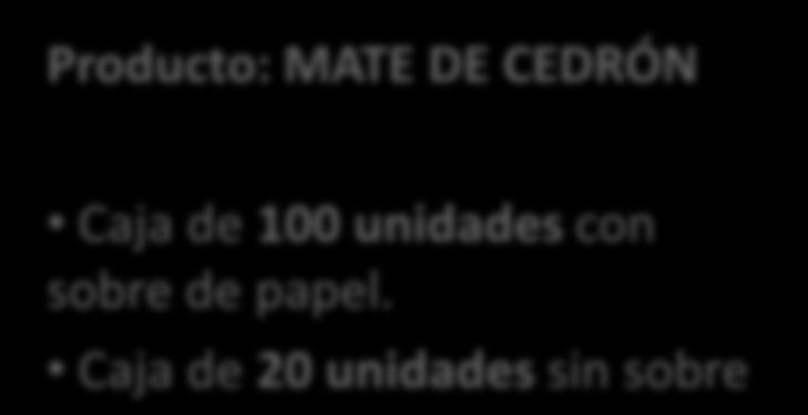Producto: MATE DE CEDRÓN Caja de 100 unidades