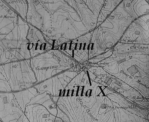 4) Distribución de las estructuras de habitación y de los monumentos sepulcrales en la statio-mansio de la milla X de la vía Latina (T. ASHBY 1907, «The classical topography of the roman campagna.